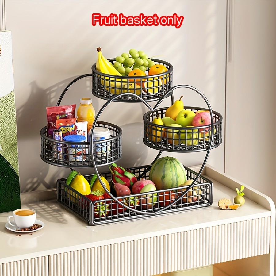 YUMIPLUS Heart-Shaped 3-Tier Fruit Basket – Elegant Countertop Display for Snacks, Fruits & Events
