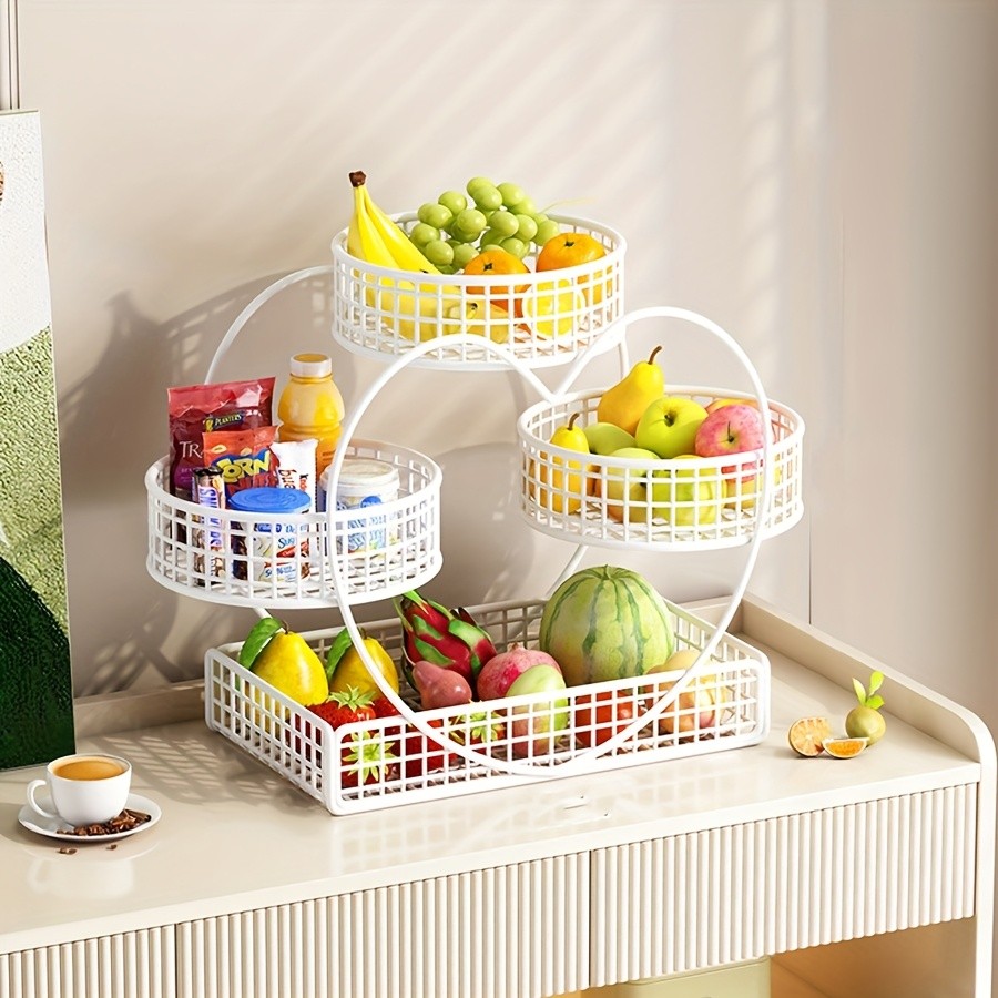 YUMIPLUS Heart-Shaped 3-Tier Fruit Basket – Elegant Countertop Display for Snacks, Fruits & Events