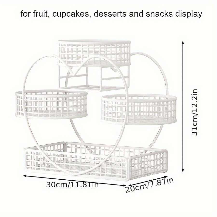 YUMIPLUS Heart-Shaped 3-Tier Fruit Basket – Elegant Countertop Display for Snacks, Fruits & Events