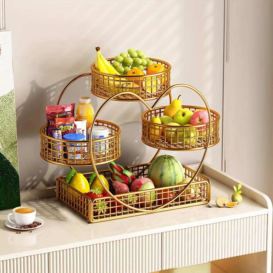 YUMIPLUS Heart-Shaped 3-Tier Fruit Basket – Elegant Countertop Display for Snacks, Fruits & Events