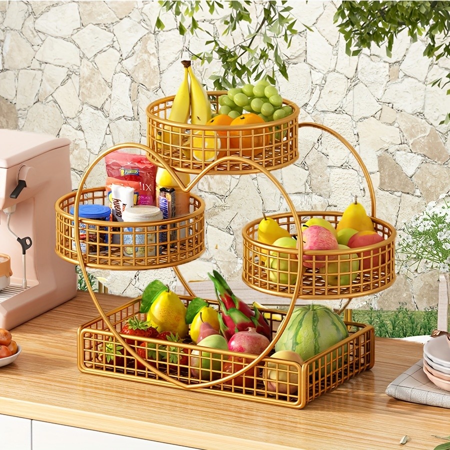 YUMIPLUS Heart-Shaped 3-Tier Fruit Basket – Elegant Countertop Display for Snacks, Fruits & Events