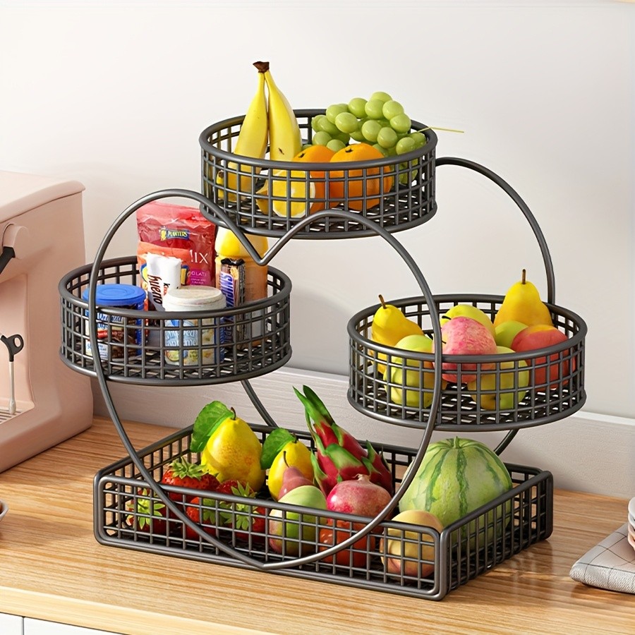 YUMIPLUS Heart-Shaped 3-Tier Fruit Basket – Elegant Countertop Display for Snacks, Fruits & Events