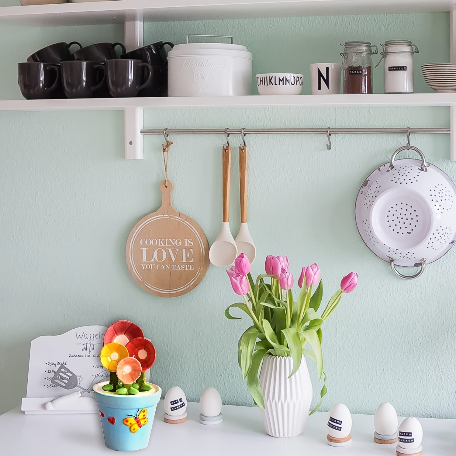 YUMIPLUS Flower Ceramic Measuring Spoons Set – Cute Porcelain Spoons with Pot Base Holder