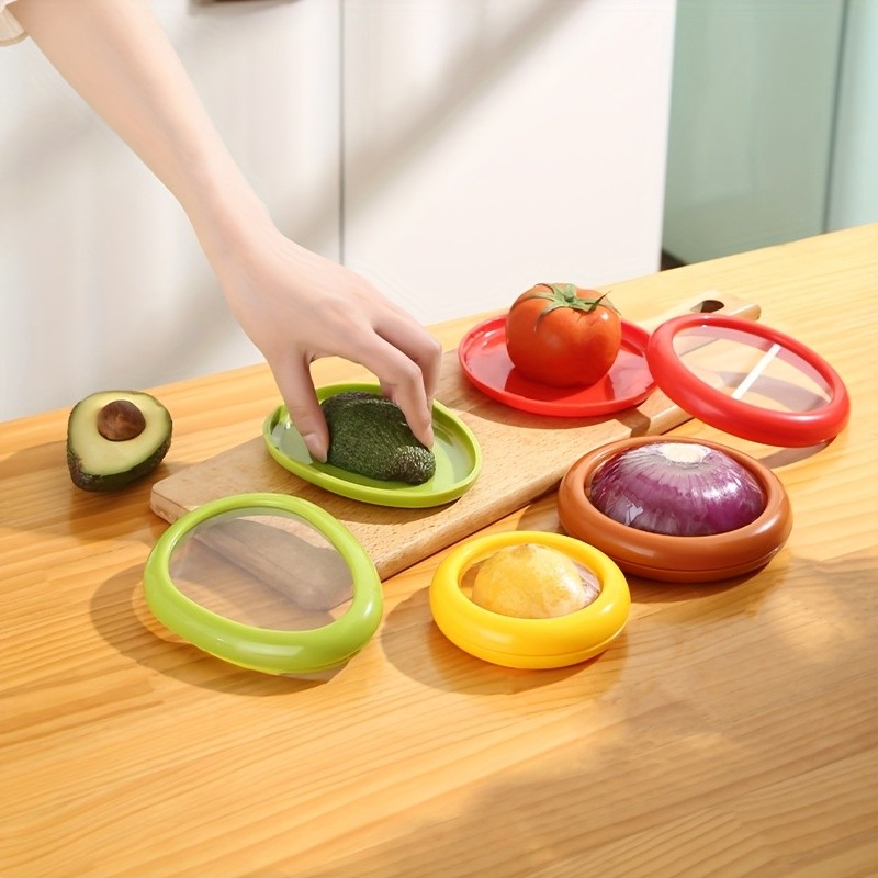 YUMIPLUS Silicone Vegetable Storage Set (4pcs) – Reusable Freshness Keepers for Avocado, Onion, Tomato & Lemon