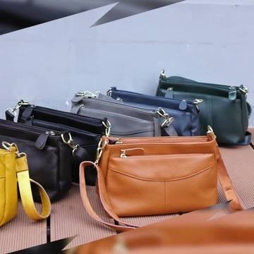 NIUCUNZH Women’s Genuine Leather Crossbody Bag – Sleek Black Handbag with Detachable Strap & Multiple Zipper Pockets