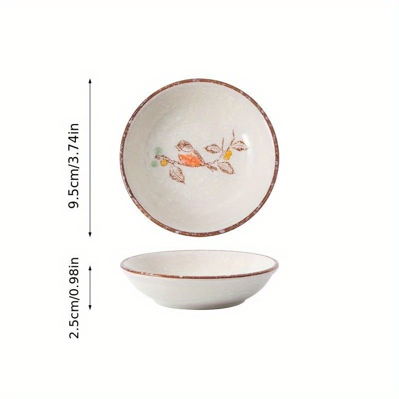 YUMIPLUS Japanese Retro Ceramic Side Dish Bowls Set (6pcs) – Traditional Porcelain Seasoning & Soy Sauce Dipping Plates