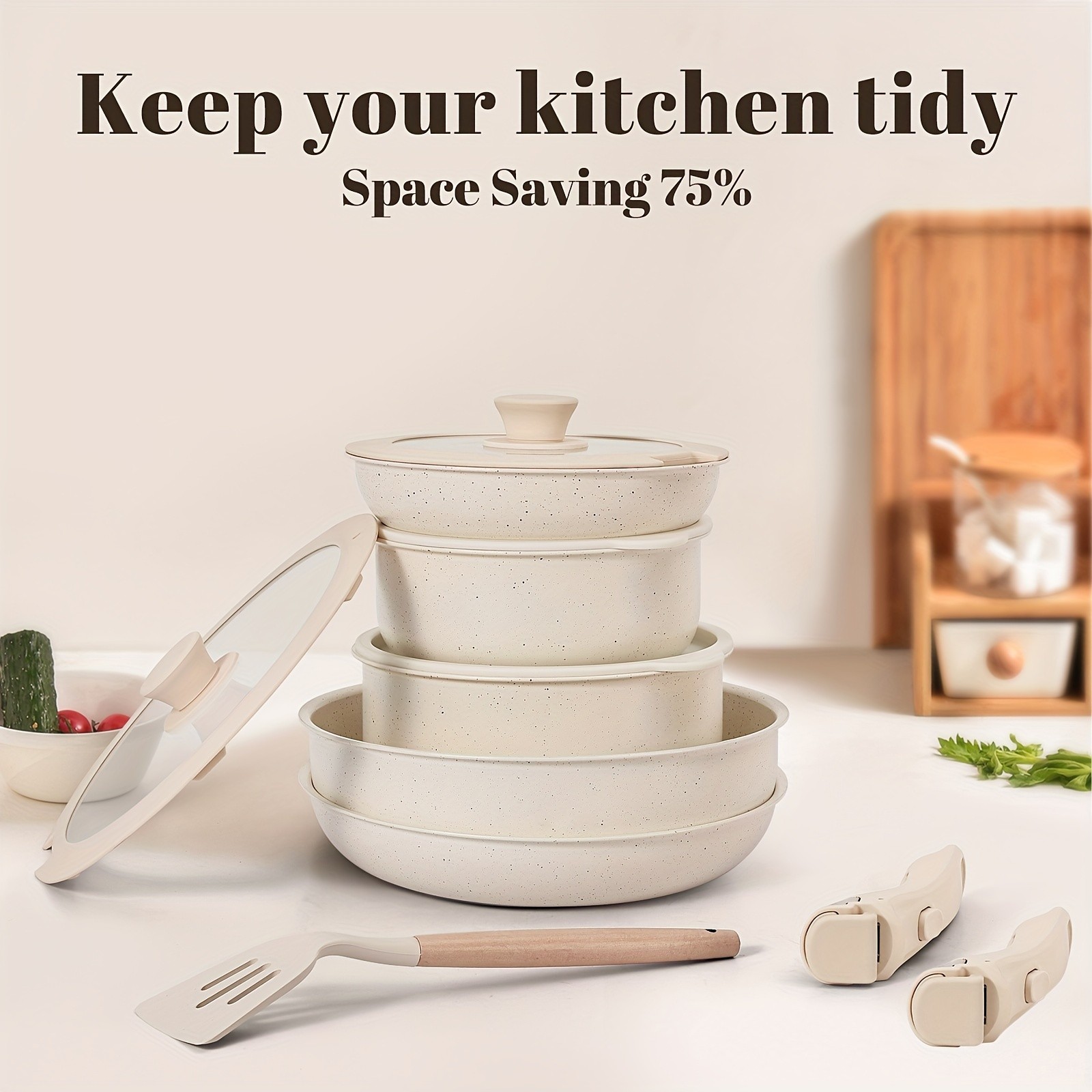 KPXSIAION Cookware Set with Detachable Handle – Modern Induction Nonstick Pots & Pans for Home, RV & Everyday Cooking