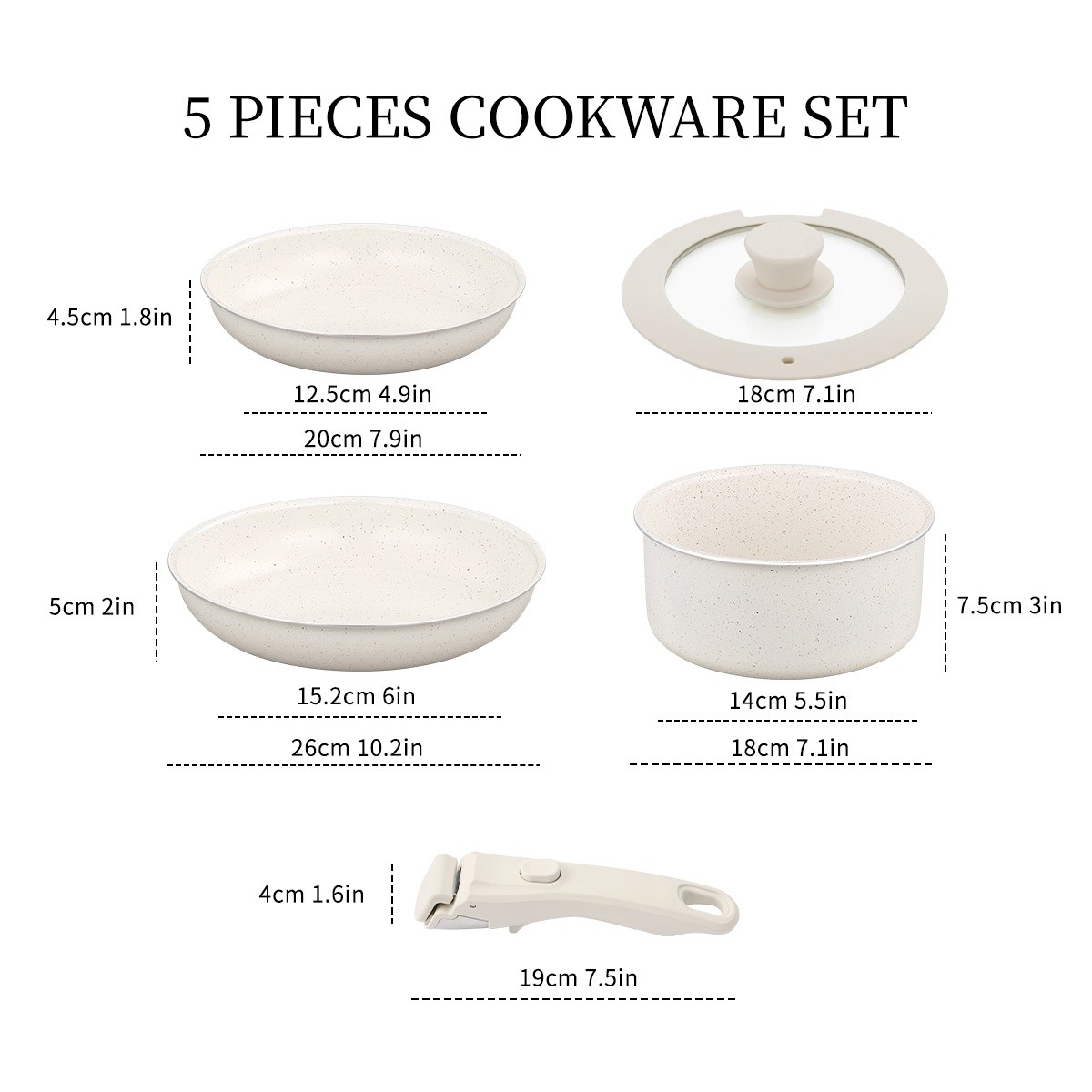 KPXSIAION Cookware Set with Detachable Handle – Modern Induction Nonstick Pots & Pans for Home, RV & Everyday Cooking