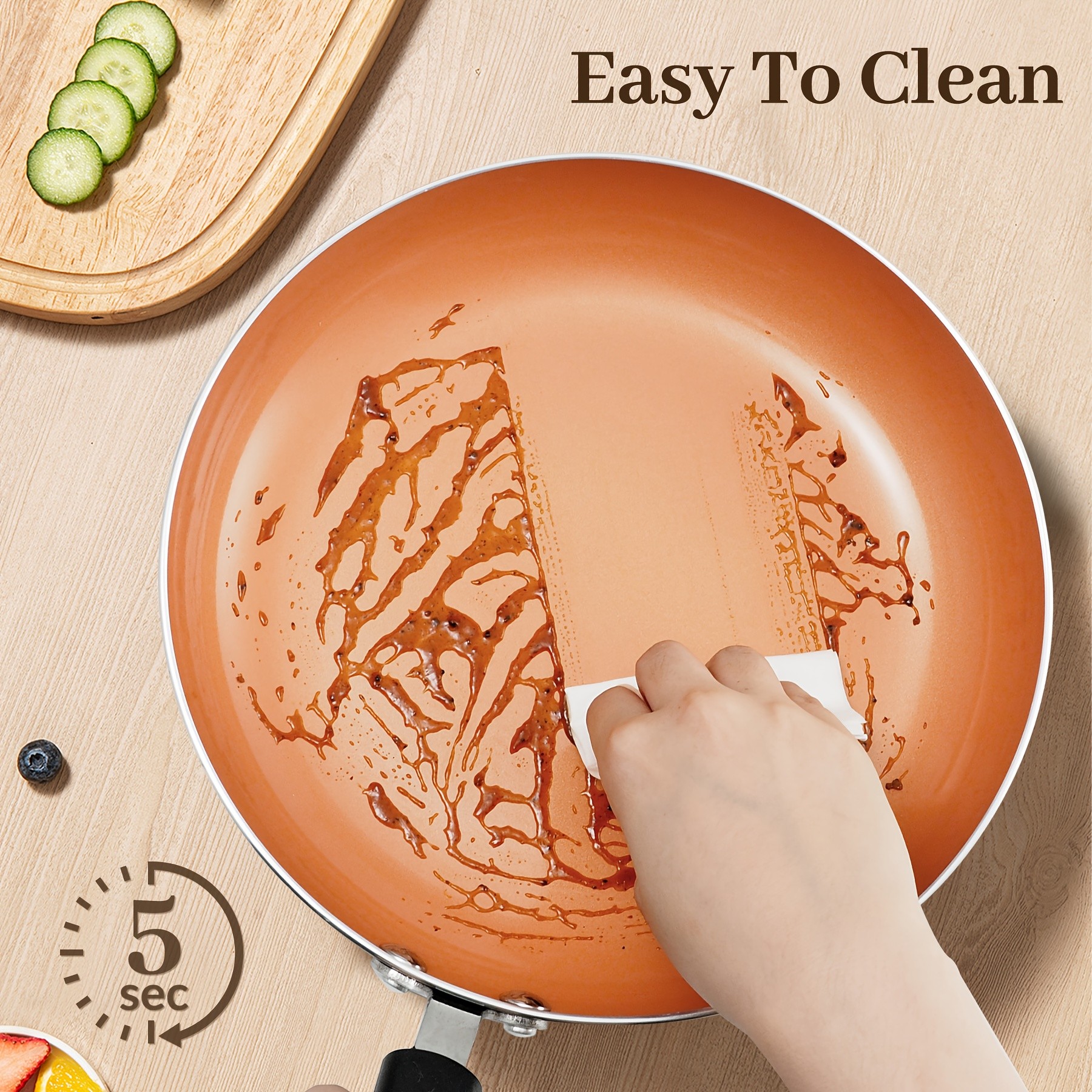 KPXSIAION Nonstick Frying Pan Set (3pcs) – Golden Ceramic Coating Induction Skillet Set for Eggs, Omelettes & Everyday Cooking