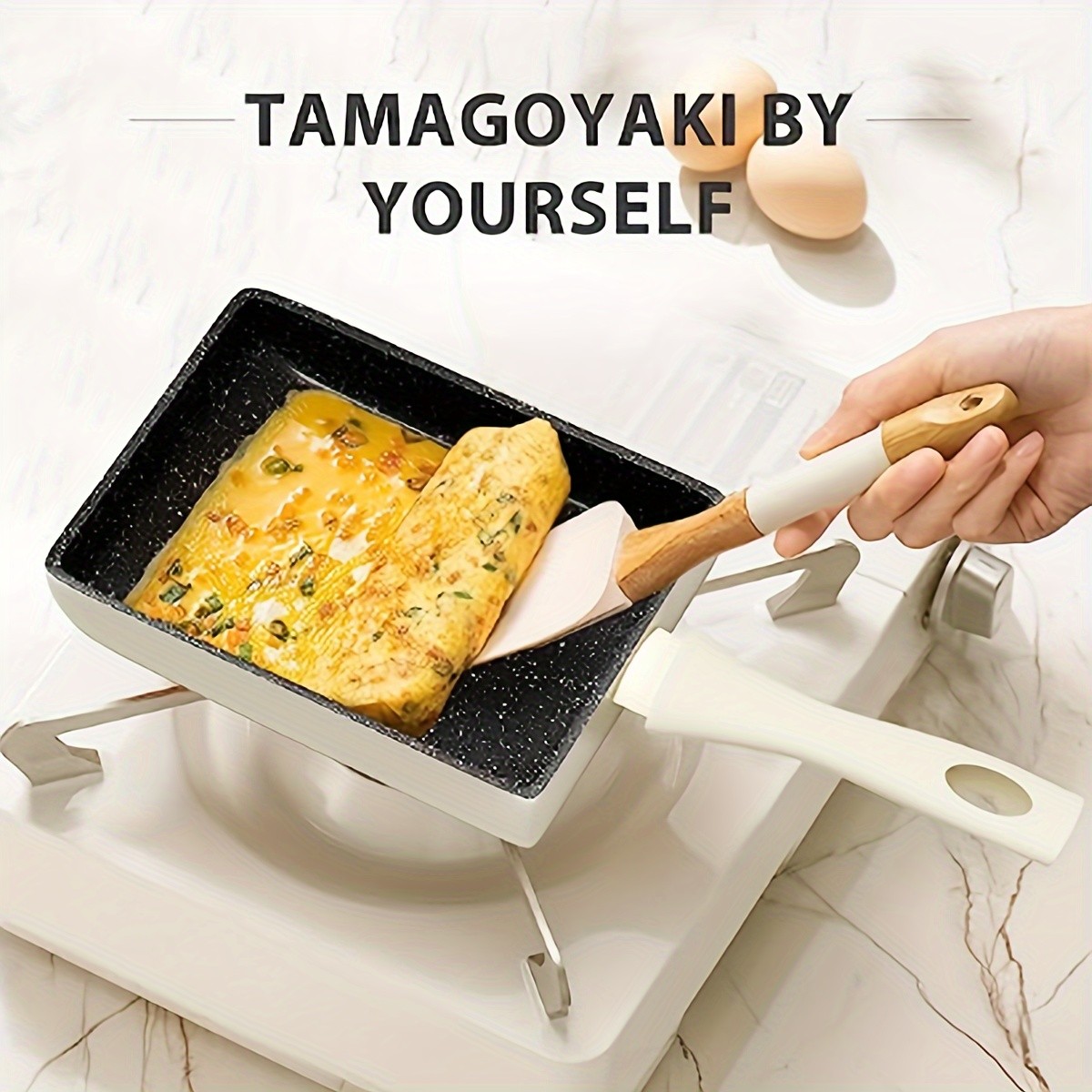 KPXSIAION Japanese Tamagoyaki Pan – Non-Stick Granite Stone Omelette Pan for Perfect Japanese Rolled Eggs