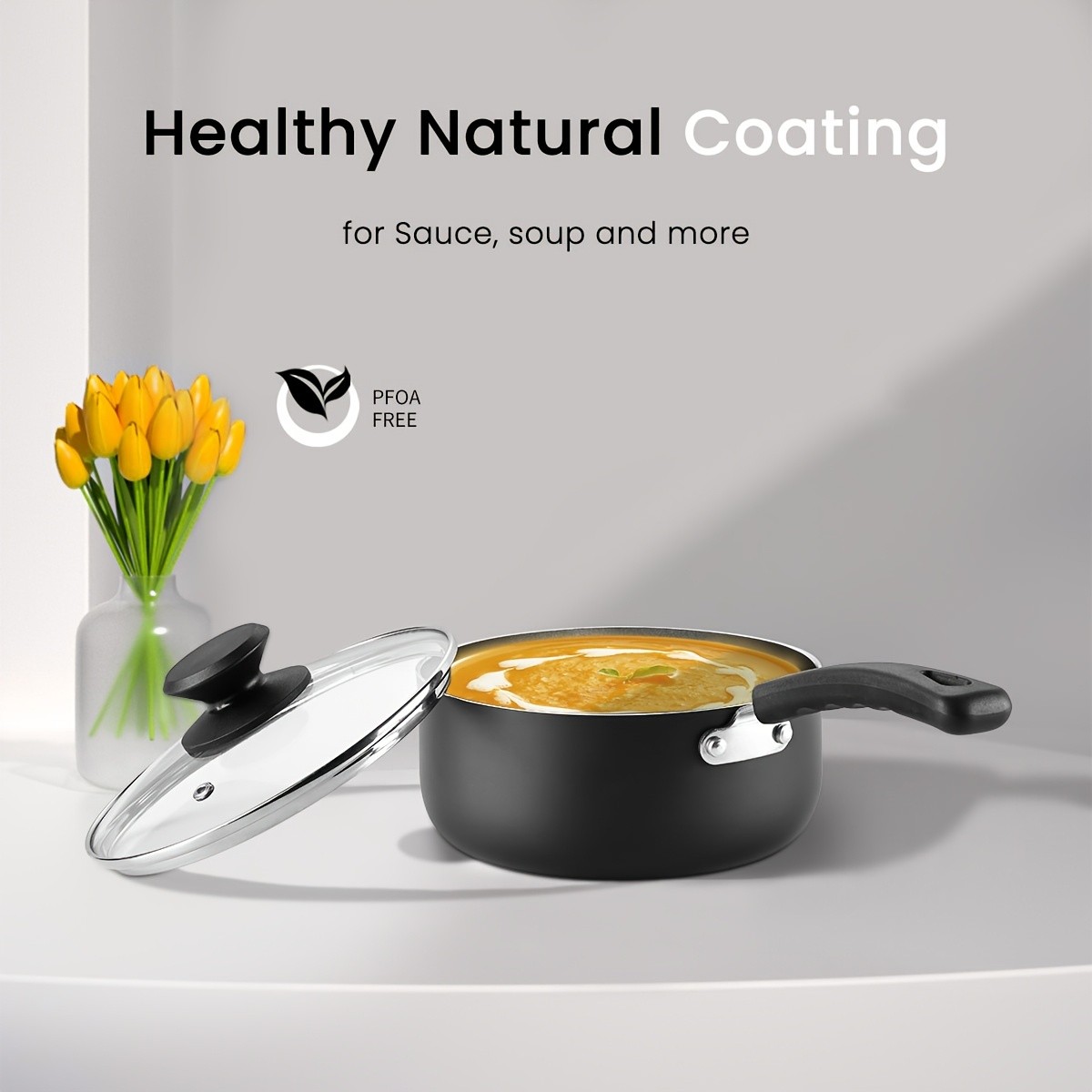 KPXSIAION Nonstick Sauce Pan Set (1QT + 2QT) – Induction-Compatible Aluminum Pots with Lids for Everyday Home Cooking