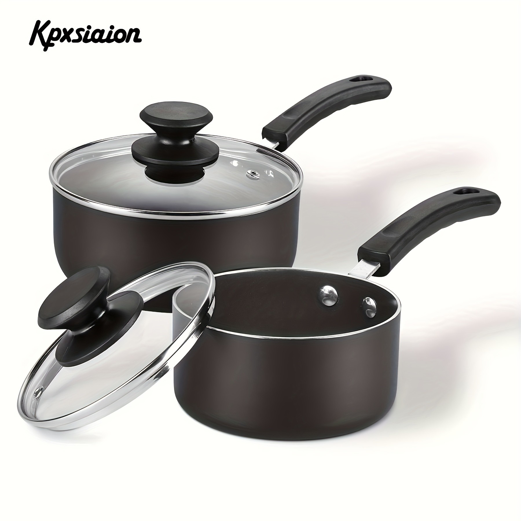 KPXSIAION Nonstick Sauce Pan Set (1QT + 2QT) – Induction-Compatible Aluminum Pots with Lids for Everyday Home Cooking
