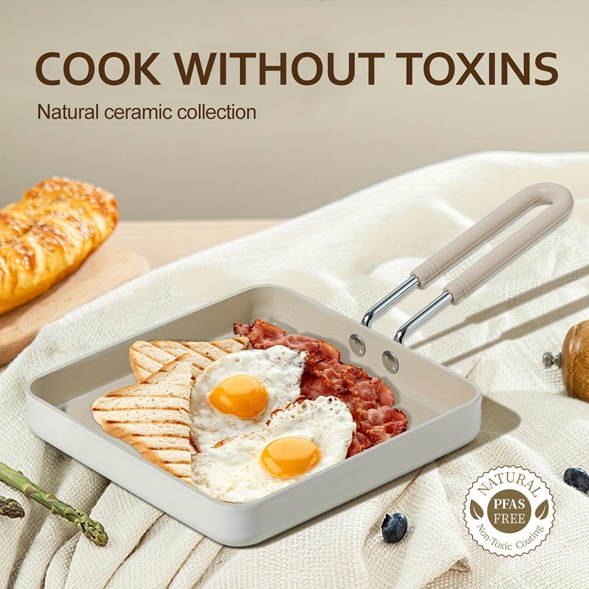 KPXSIAION Mini 6-Inch Square Griddle Pan – PFAS/PFOA-Free Nonstick Pan for Pancakes, Searing & Baking