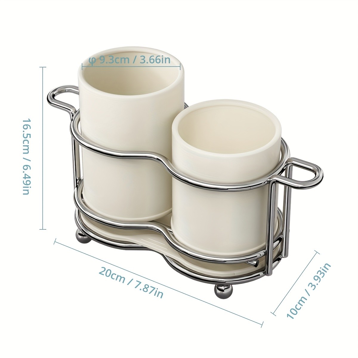 URLUNA Cutlery Holder – Dual-Compartment Silverware Organizer with Metal Frame for Kitchen & Countertop Storage