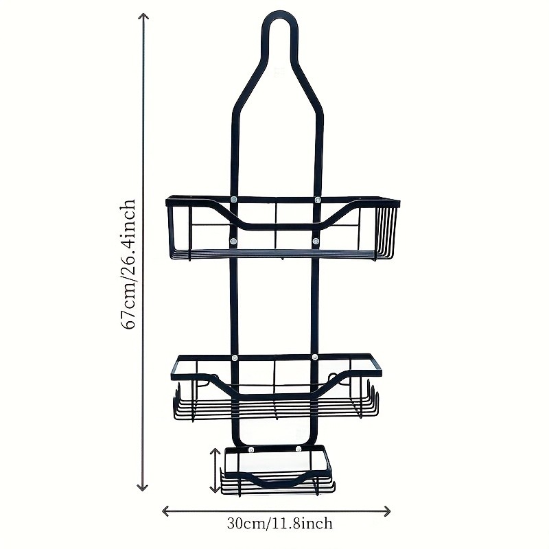 URLUNA Rustproof Black Shower Caddy – Wall-Mounted No-Drill Bathroom Organizer with Soap Holder