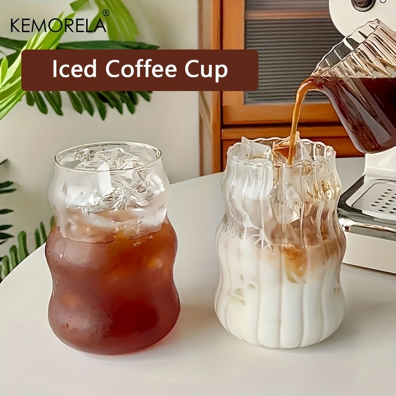 KEMORELA 17oz Irregular Wavy Drinking Glasses (4/6pcs) – Clear Water & Coffee Cups for Home & Kitchen