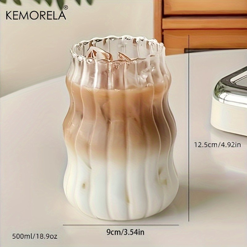 KEMORELA 17oz Irregular Wavy Drinking Glasses (4/6pcs) – Clear Water & Coffee Cups for Home & Kitchen