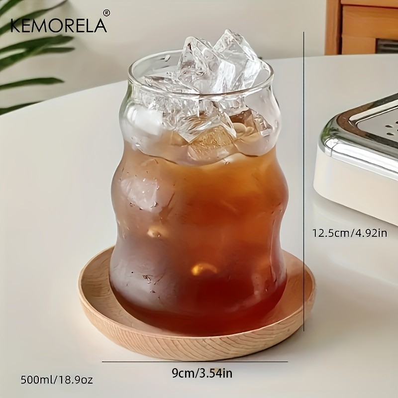 KEMORELA 17oz Irregular Wavy Drinking Glasses (4/6pcs) – Clear Water & Coffee Cups for Home & Kitchen