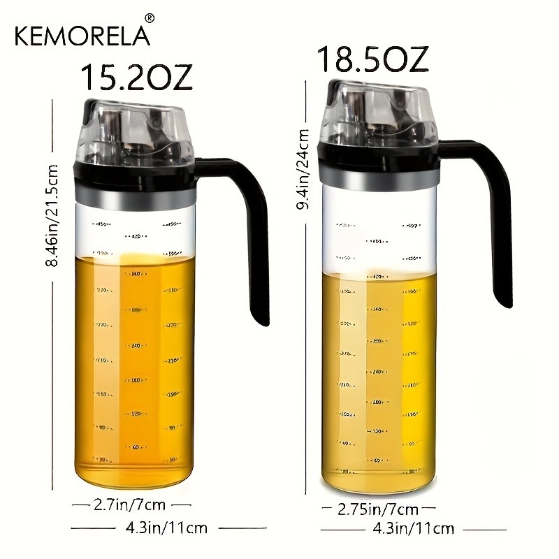 KEMORELA Glass Seasoning Bottle Dispenser – PVC-Free Transparent Sauce Jar with Measurement Markings