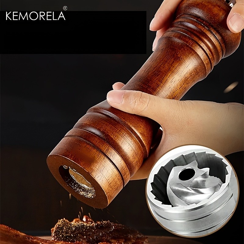 KEMORELA Wooden Pepper Grinder – Handheld Manual Spice Mill with Classic Natural Design