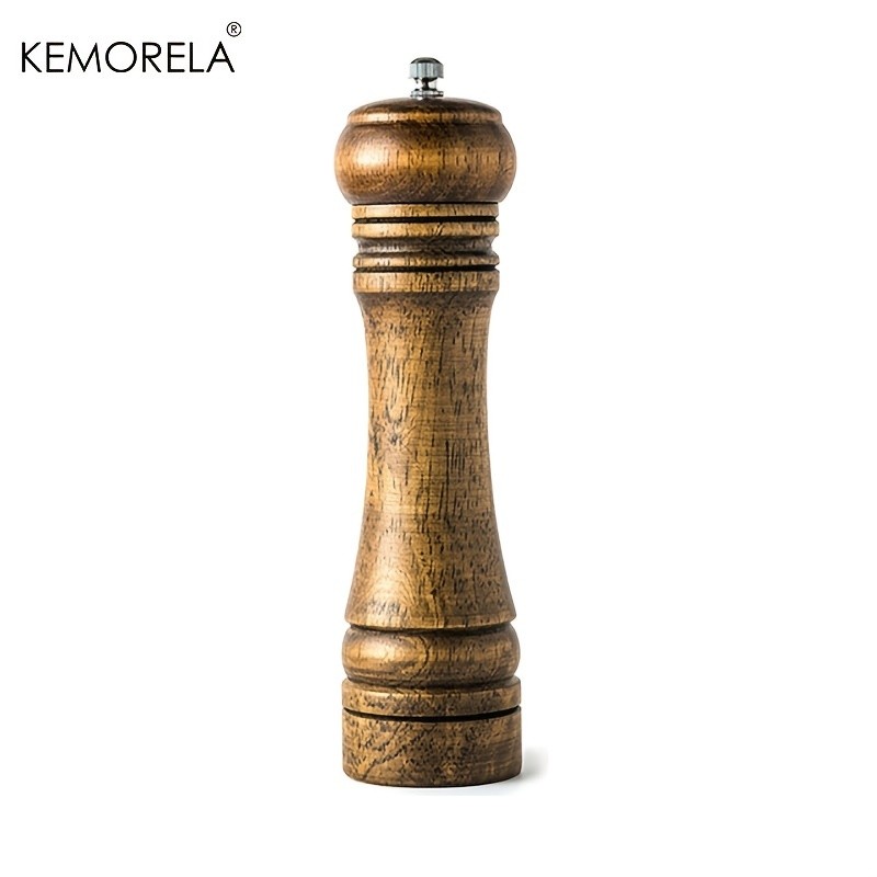 KEMORELA Wooden Pepper Grinder – Handheld Manual Spice Mill with Classic Natural Design