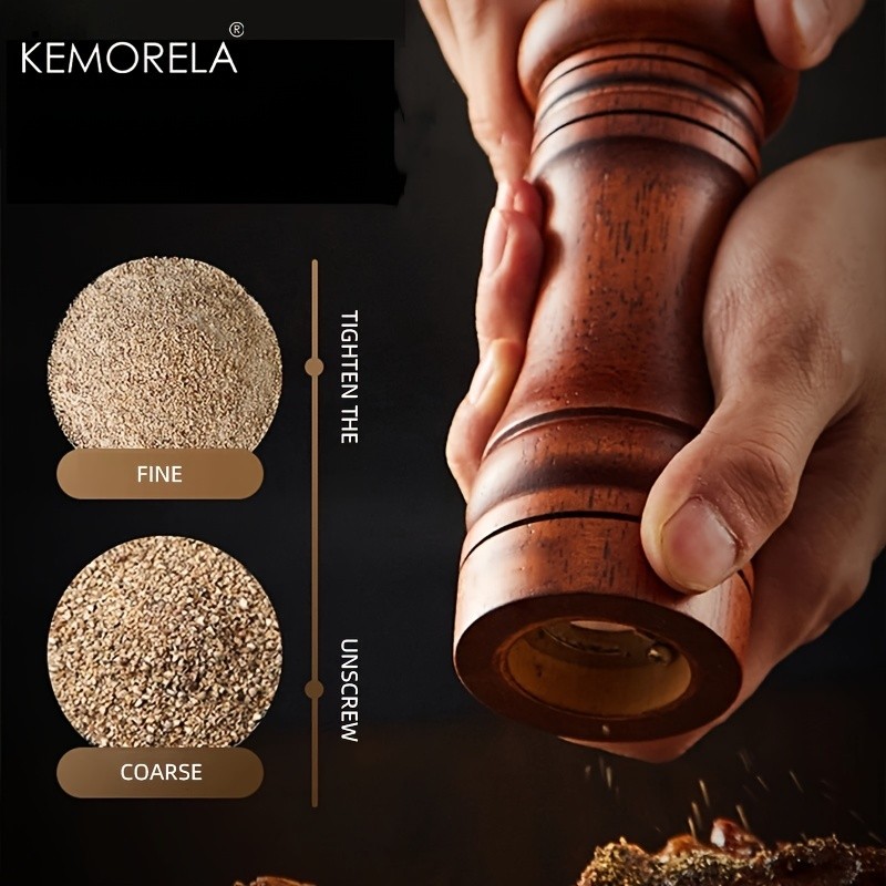 KEMORELA Wooden Pepper Grinder – Handheld Manual Spice Mill with Classic Natural Design