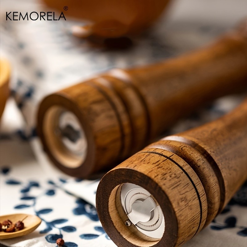 KEMORELA Wooden Pepper Grinder – Handheld Manual Spice Mill with Classic Natural Design