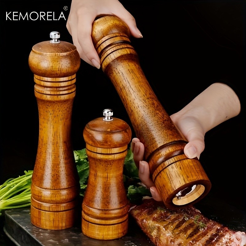 KEMORELA Wooden Pepper Grinder – Handheld Manual Spice Mill with Classic Natural Design