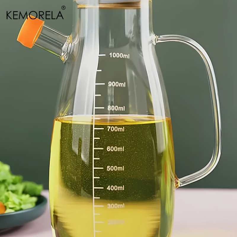 KEMORELA Large Capacity Glass Oil Can – BPA-Free Leak-Proof Dispenser for Olive Oil, Vinegar & Condiments