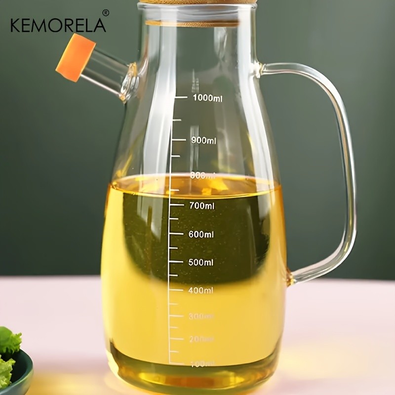 KEMORELA Large Capacity Glass Oil Can – BPA-Free Leak-Proof Dispenser for Olive Oil, Vinegar & Condiments