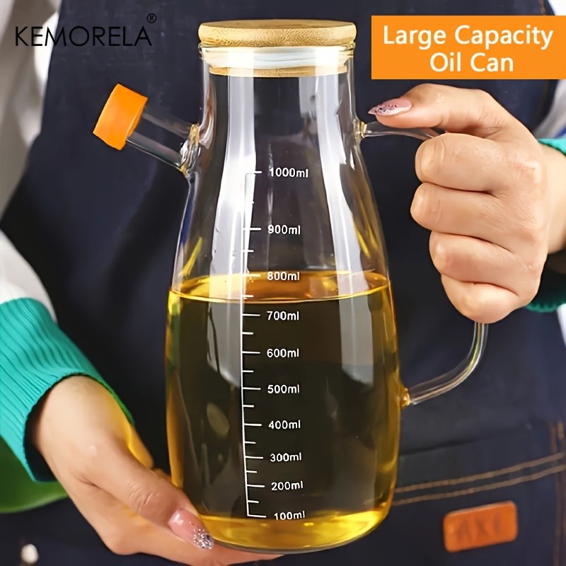 KEMORELA Large Capacity Glass Oil Can – BPA-Free Leak-Proof Dispenser for Olive Oil, Vinegar & Condiments