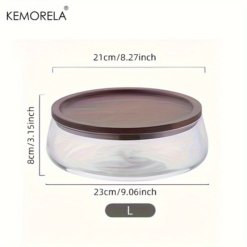 KEMORELA Double Layer Glass Bowl with Wooden Lid – Food-Safe Storage Container for Snacks, Fruits, Nuts & Holiday Décor