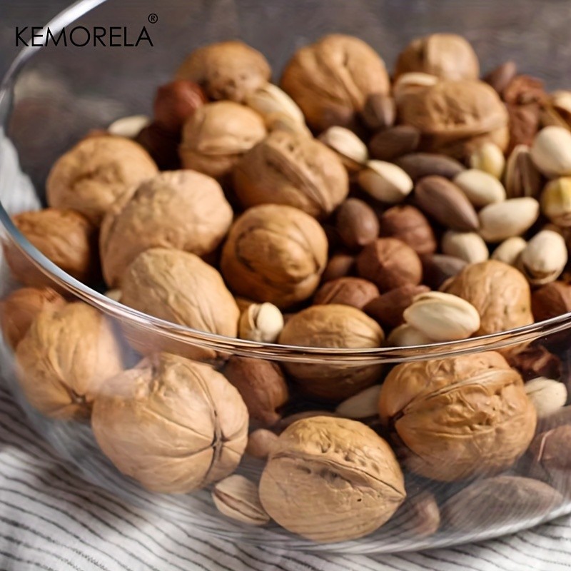 KEMORELA Double Layer Glass Bowl with Wooden Lid – Food-Safe Storage Container for Snacks, Fruits, Nuts & Holiday Décor