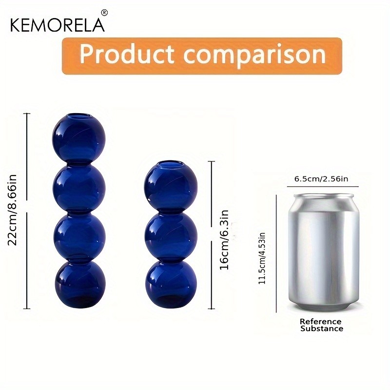 KEMORELA Set of 2 Ball-Shaped Glass Vases – Amber Decorative Vases for Living Room, Tabletop & Event Decor