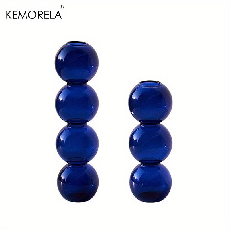 KEMORELA Set of 2 Ball-Shaped Glass Vases – Amber Decorative Vases for Living Room, Tabletop & Event Decor