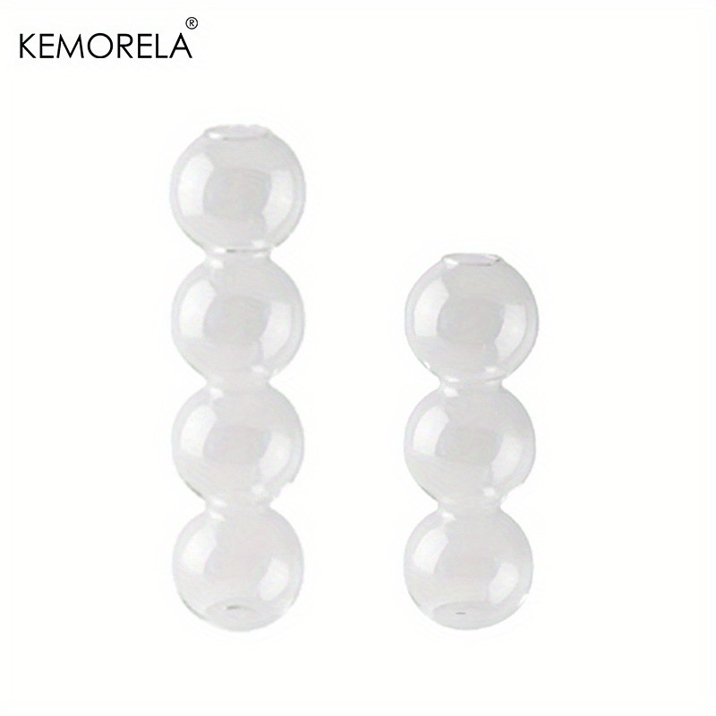 KEMORELA Set of 2 Ball-Shaped Glass Vases – Amber Decorative Vases for Living Room, Tabletop & Event Decor