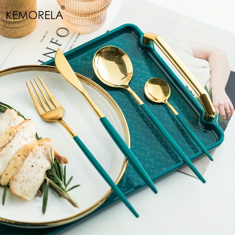 KEMORELA 24pcs Stainless Steel Utensil Collection – Premium Knife, Fork & Spoon Cutlery Set (Dishwasher-Safe)