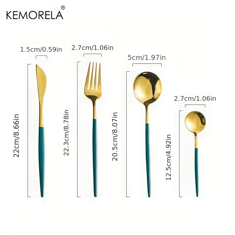 KEMORELA 24pcs Stainless Steel Utensil Collection – Premium Knife, Fork & Spoon Cutlery Set (Dishwasher-Safe)