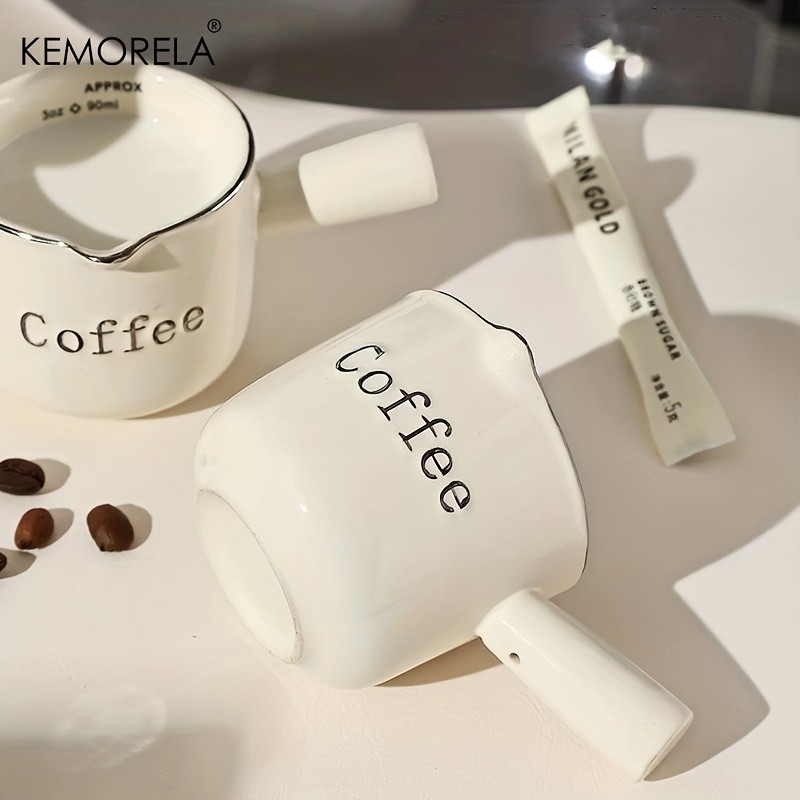 KEMORELA Ceramic Coffee Measuring Cup – Espresso Extraction Ounce Cup for Milk, Honey, Sauces & Mini Kitchen Tasks