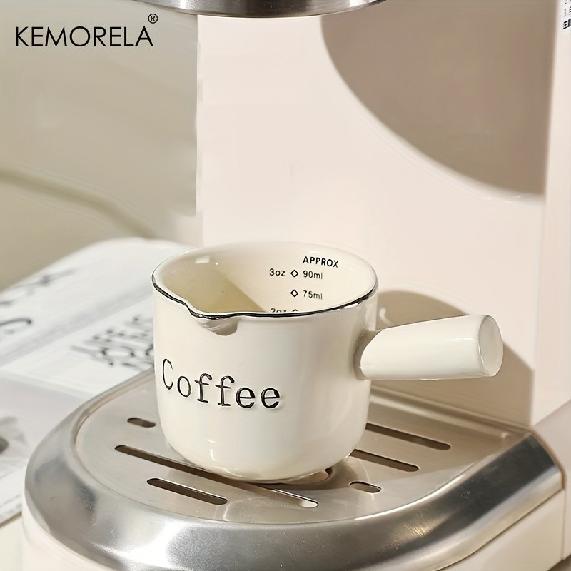 KEMORELA Ceramic Coffee Measuring Cup – Espresso Extraction Ounce Cup for Milk, Honey, Sauces & Mini Kitchen Tasks