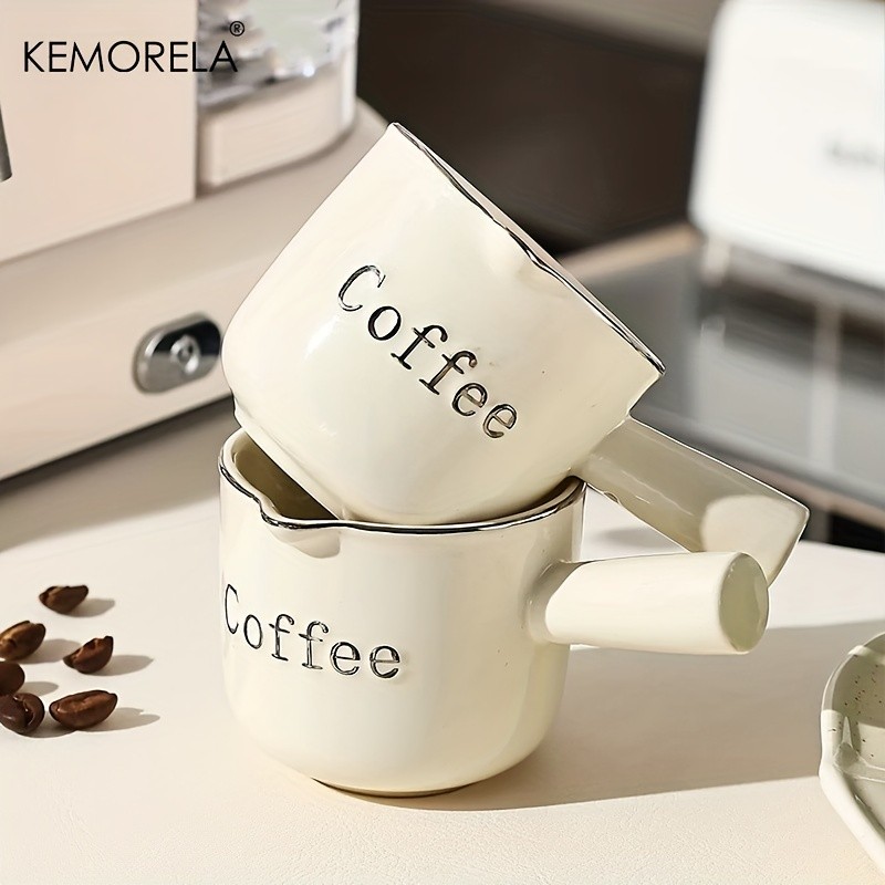 KEMORELA Ceramic Coffee Measuring Cup – Espresso Extraction Ounce Cup for Milk, Honey, Sauces & Mini Kitchen Tasks