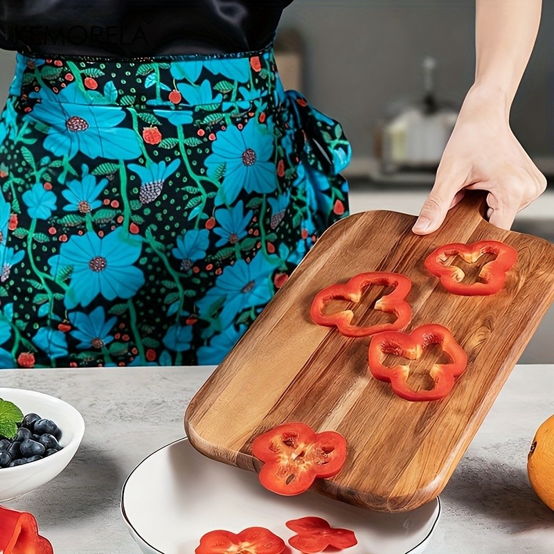 KEMORELA Acacia Wood Cutting Board with Handle – Extra Long Natural Grain Serving Board for Cheese, Charcuterie, Bread & Fruit