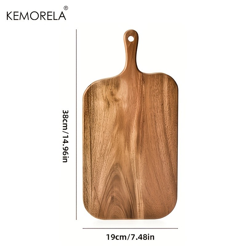 KEMORELA Acacia Wood Cutting Board with Handle – Extra Long Natural Grain Serving Board for Cheese, Charcuterie, Bread & Fruit