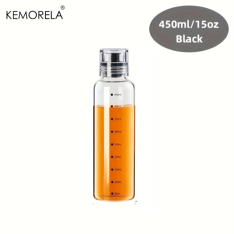 KEMORELA Graduated Glass Oil Dispenser Bottle – PVC-Free Measurement Bottle for Cooking Oil, Soy Sauce, Honey & More