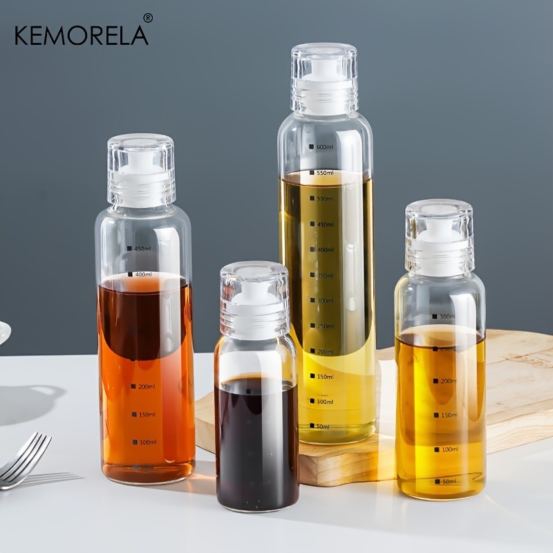 KEMORELA Graduated Glass Oil Dispenser Bottle – PVC-Free Measurement Bottle for Cooking Oil, Soy Sauce, Honey & More