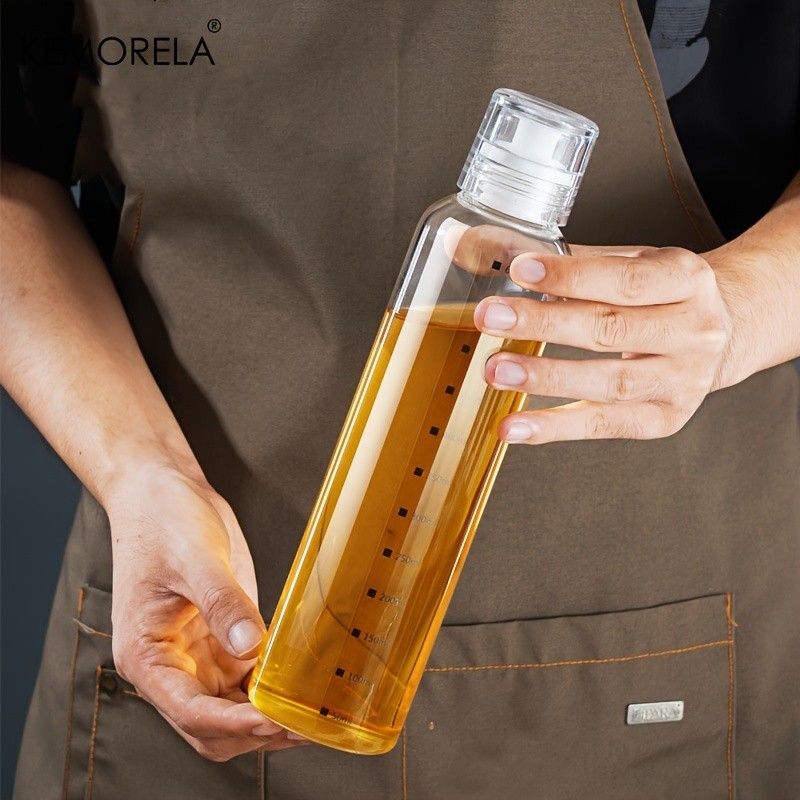 KEMORELA Graduated Glass Oil Dispenser Bottle – PVC-Free Measurement Bottle for Cooking Oil, Soy Sauce, Honey & More