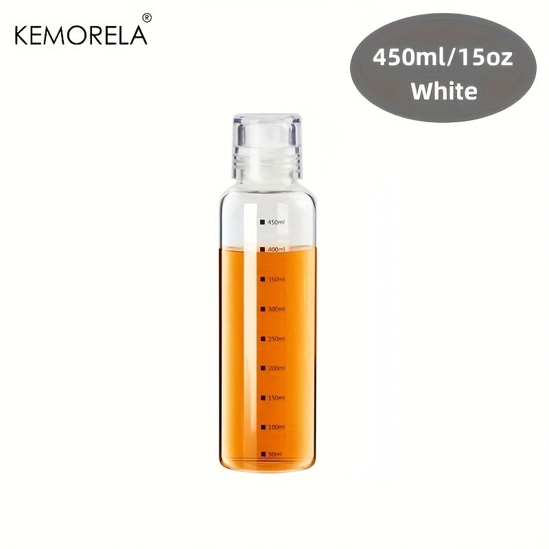 KEMORELA Graduated Glass Oil Dispenser Bottle – PVC-Free Measurement Bottle for Cooking Oil, Soy Sauce, Honey & More