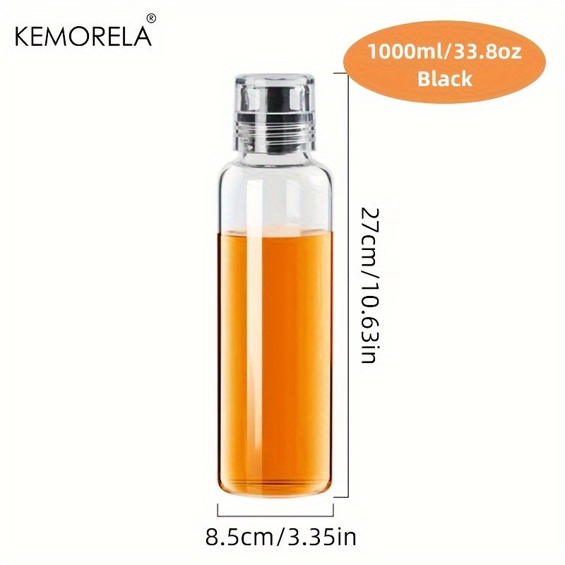KEMORELA Graduated Glass Oil Dispenser Bottle – PVC-Free Measurement Bottle for Cooking Oil, Soy Sauce, Honey & More