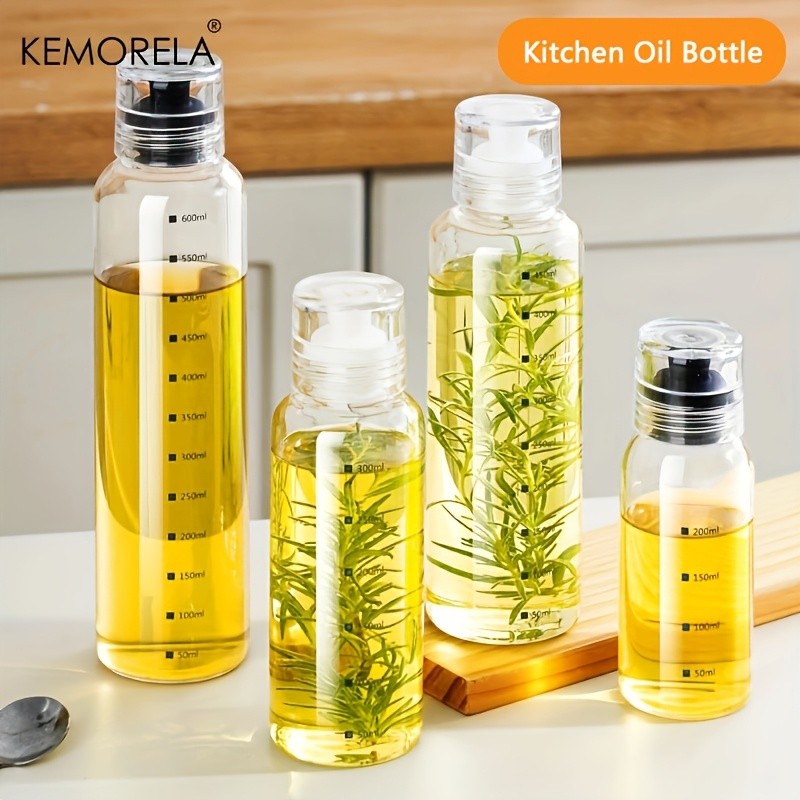 KEMORELA Graduated Glass Oil Dispenser Bottle – PVC-Free Measurement Bottle for Cooking Oil, Soy Sauce, Honey & More