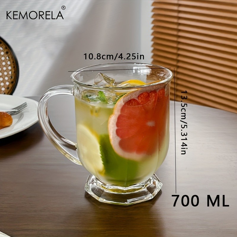 KEMORELA Large Capacity Retro Glass Cup – BPA-Free Recyclable Drinkware for Iced Tea, Juice, Coffee & Milk